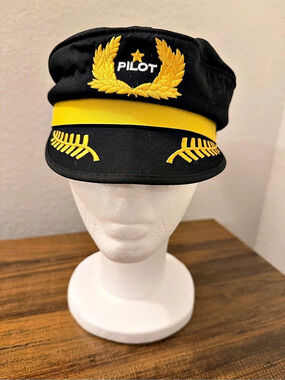 Kids PILOT Military Style Hat in Black & Yellow Like New
